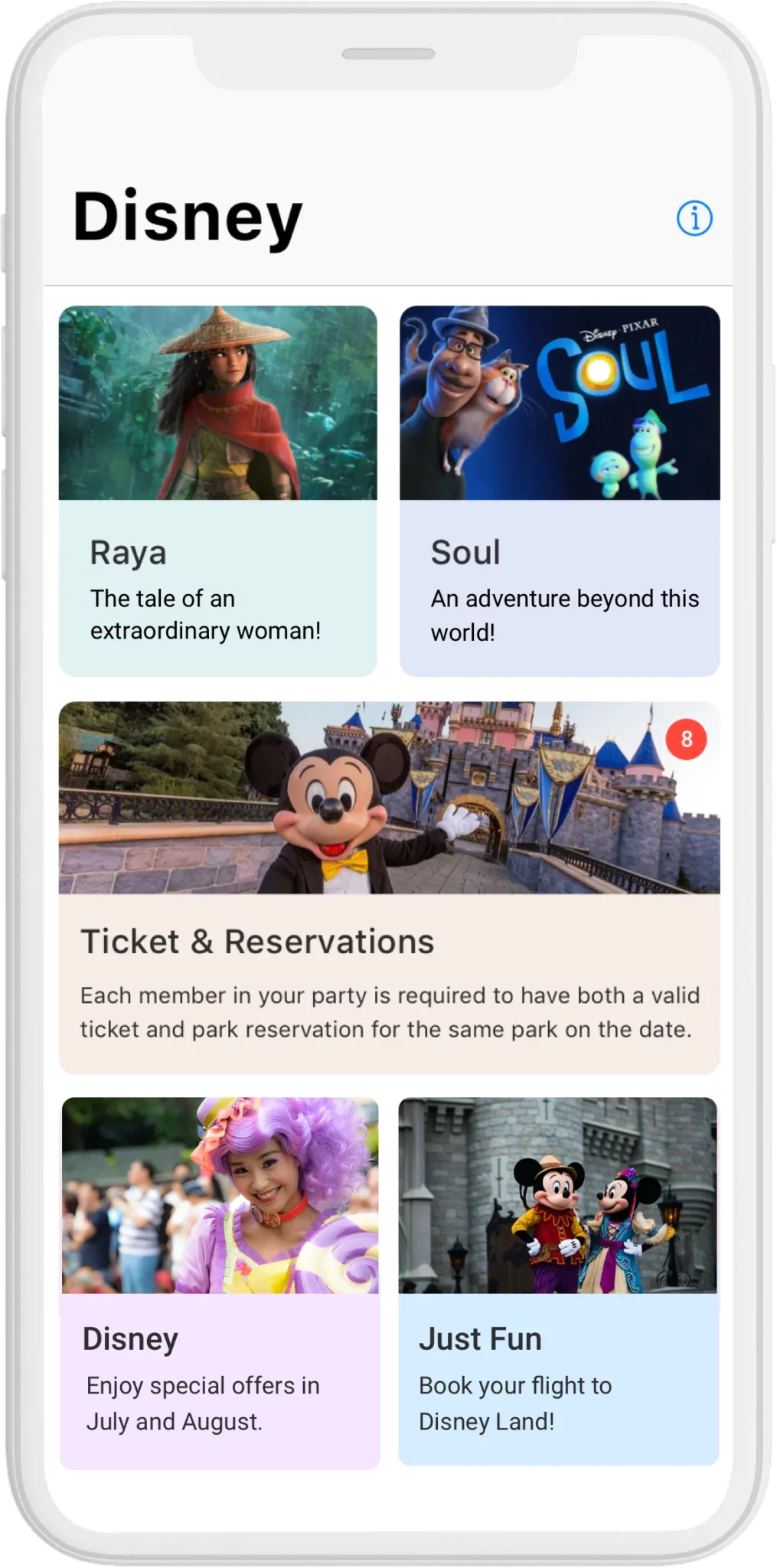 Disney app screen iOs