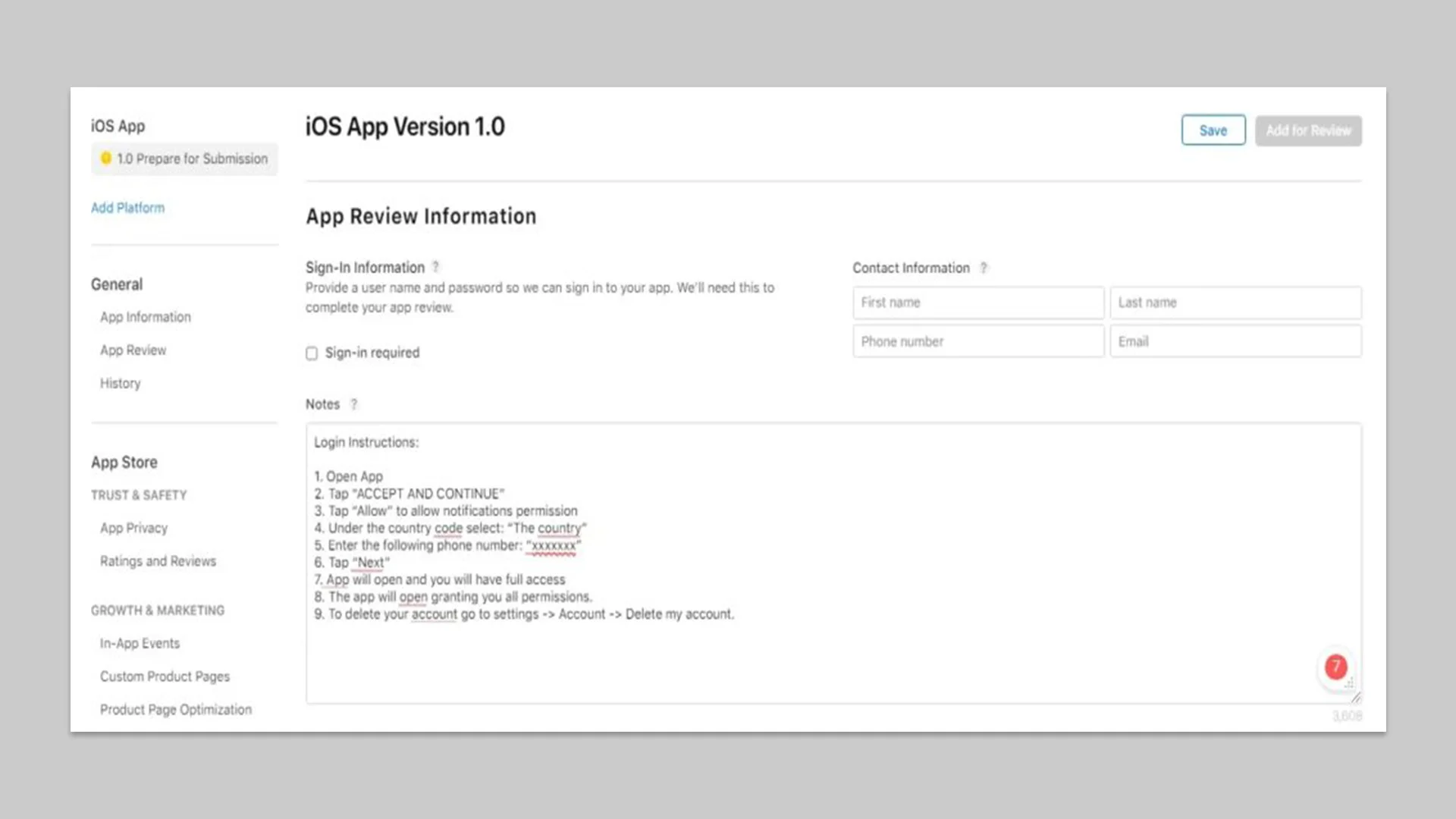 Login-Credentials-For-App-Review